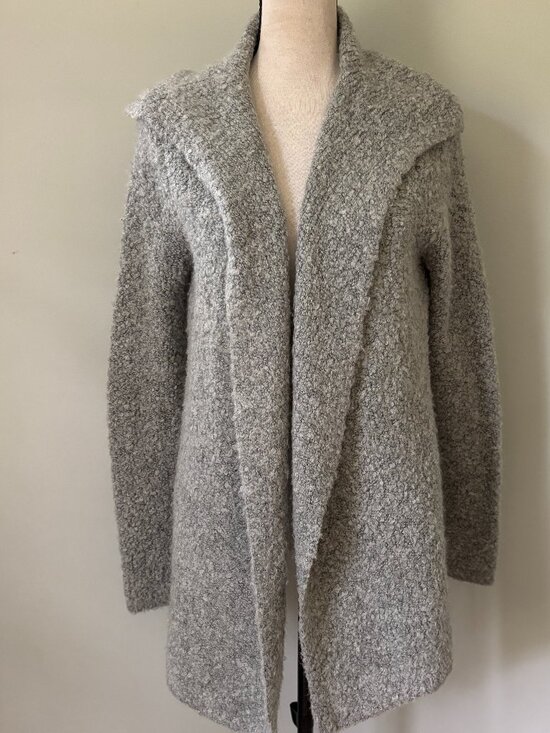 Joie Sweaters - Joie "Handwyn" Grey Boucle Hooded Open-Front Cardigan — Size S Like New
